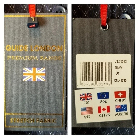 NEW Guide London Small Premium Range Navy Cotton Blend Stretch Button Down Shirt - Picture 11 of 11